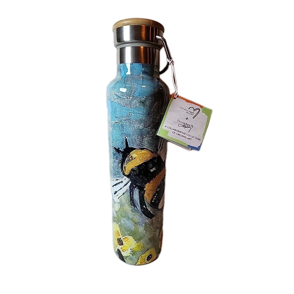 New Primitives by Kathy Insulated Stainless Steel Water Flask Bumblebee & Flower